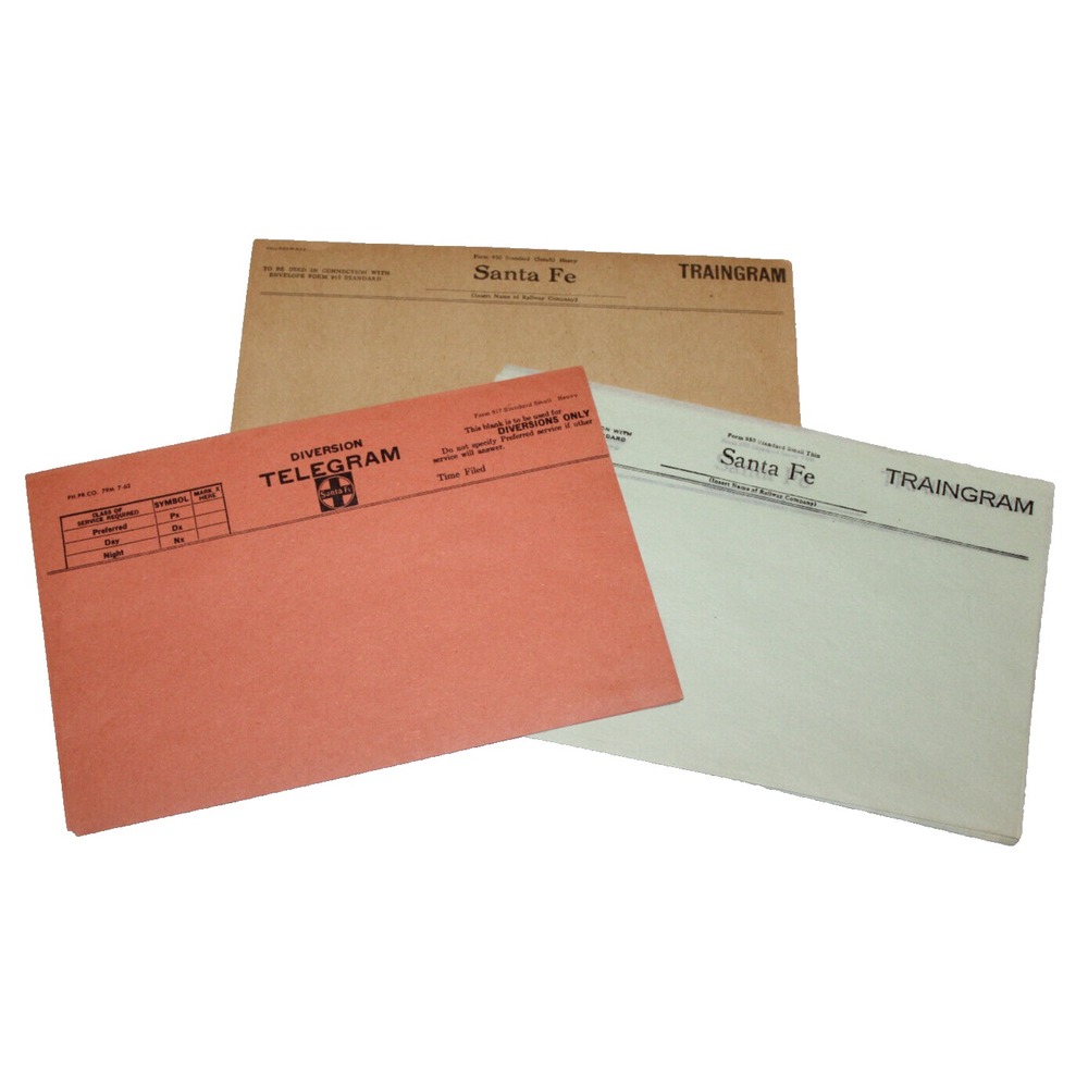 22 vintage unused Santa Fe Traingrams Telegrams beige orange green RARE HTF lot